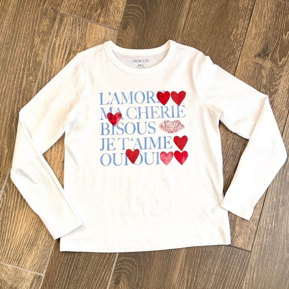 J.Crew Girls’ L’Amour Long-Sleeve Sequin Heart Tee/Metallic Faux Leather Skirt—M - Picture 3 of 12